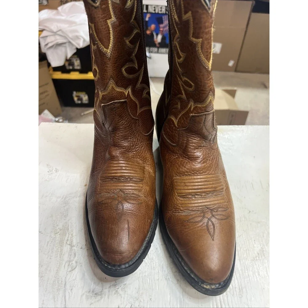Double H Cowboy Work Boots Mens 10.5 EE DH3201 Brown Leather Western Rubber Sole